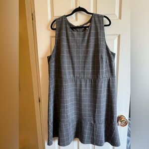 Loft Pink & Grey Plaid Sleeveless Dress